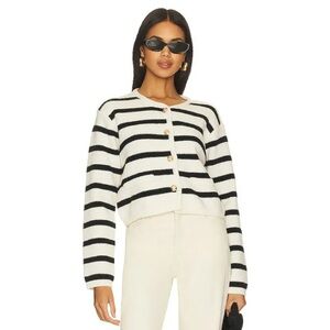 Line & Dot Beni Striped Black and White Sweater Lady Jacket